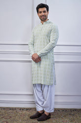 Light Green Art Silk Lucknowi Embroidered Kurta Pajama